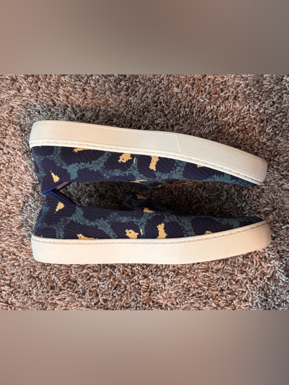 Rothy’s Camo Slip-On Sneakers Size 7 Navy Green Gold Washable Knit - Picture 6 of 8
